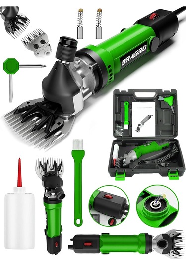 Dragro Alman Drg-4200w Devir Ayarli Bakir Sargili Çelik Şanzuman Koyun Keçi Kirkma Makinesi -yeşil