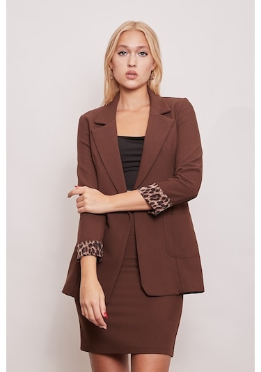 Yüksek Bel Diz Üstü Şık Kumaş Kalem Etek-Kahve