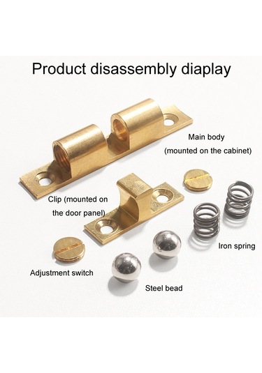 2 Adet Kabine Manyetik Yaylı Toka Bilyalı Kapı Enayi, Stil: Orta Altın Diğer
