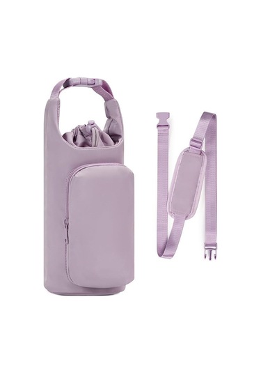 Ayarlanabilir Omuz Askılı Yalıtımlı Su Şişesi Çantası Mor