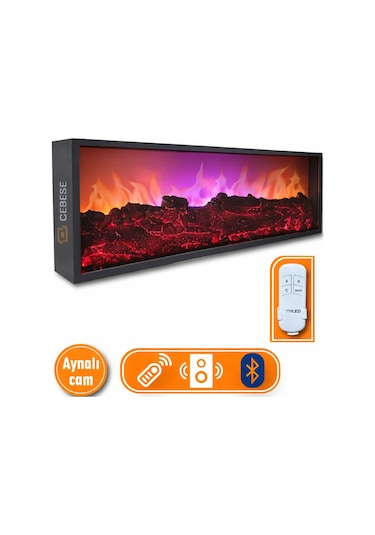 Cebese Elektrikli Şömine 100 X 31.5 X 16 Cm Bluetooth Ses Sistemli Uzakt
