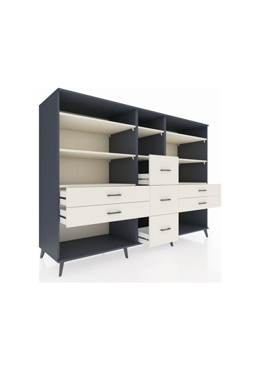 Kronos Dolap 8 Raflı 7 Çekmeceli 220x59x163 Antrasit-aytaşı Antrasit-aytaşı