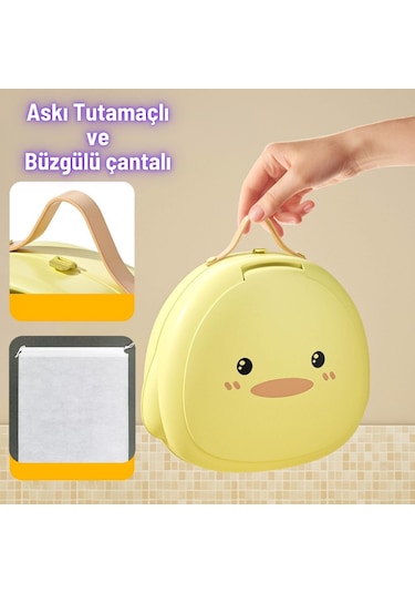 Katlanabilir Bebek Tuvaleti Taşınabilir Çocuk Lazımlık Tuvalet Eğitici Hijyenik Seyahat İçin Uygun Sarı