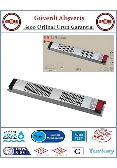 Cata 2678 Led Trafo Süper Slim Fansız - 30 Amper