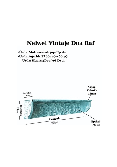 Neiwel Vintage Doa Eskitme Beyaz Bar Raf