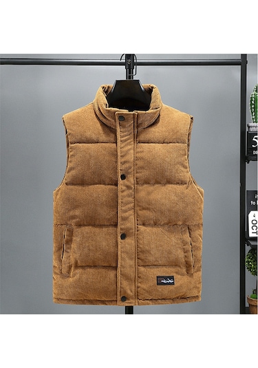 Sonbahar Ve Kış Modası Kalın Kadife Erkek Pamuklu Yelek Beyaz