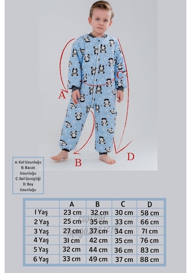 Kız Erkek Çocuk Kalın Elyaf Dolgulu 2.5 Tog Desenli Uyku Tulumu-mavi Mavi
