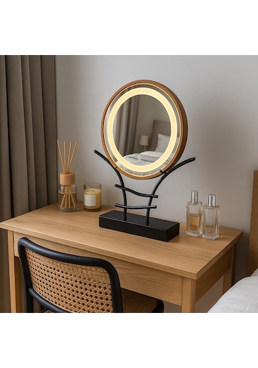 30x30 Cm Led Işıklı Makyaj Aynası Touch Sensörlü, Dimmer Özellikli Günışıği 3000k Sarı