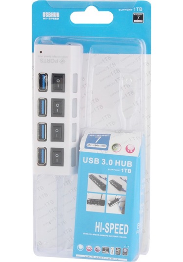 Sones 4 Portlu Usb 3.0 Hub, Süper Hızlı 5 Gbps, Tak Ve Çalıştır, 1 Tb Destek Beyaz