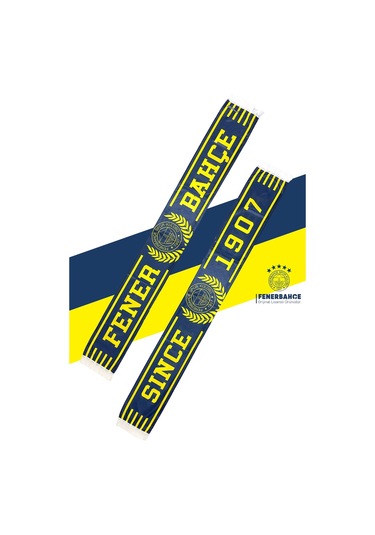 Fenerbahçe Lisanslı Since 1907 Fenerbahçe Şal Atkı Kanarya Baskılı Ahşap Kutulu Sarı - Lacivert