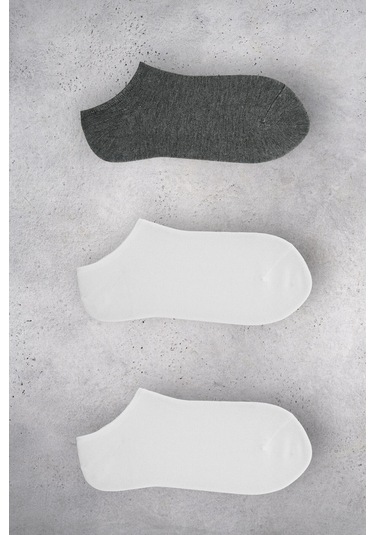 Nıklaus Bamboo Erkek Patik 3'lü Paket Antrasit/beyaz/beyaz Çorap