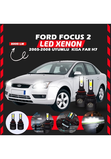 Ford Focus 2 2005-2008 Kısa Far Uyumlu Şimşek Etkili Led Xenon Light Series H7
