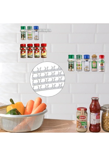 Vkemall 8 Adet Beyaz Plastik Baharat Şise Rafı - Mekan Tasarrufu İçin Çok Yönlü Tutucular, Mutfak Ve Banyo Düzenleme Beyaz