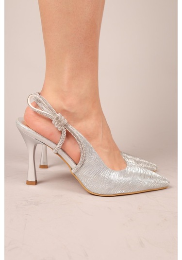 Lowell Yanı Fiyonklu Stiletto Gümüş-8325 GÜMÜŞ