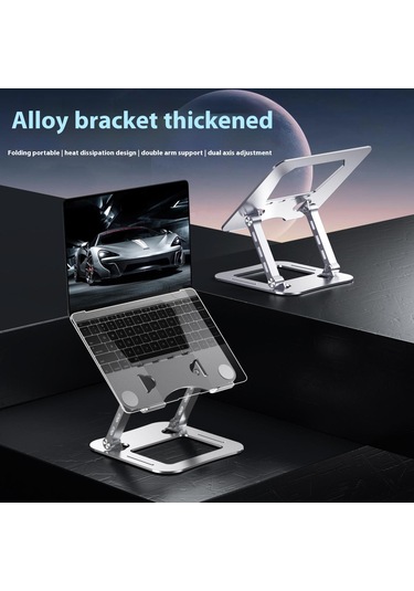 T64 Ayarlanabilir Dizüstü Bilgisayar Isı Dağıtımı Standı Metal Masaüstü Katlanabilir Dizüstü Bilgisayar Braketi - Gri