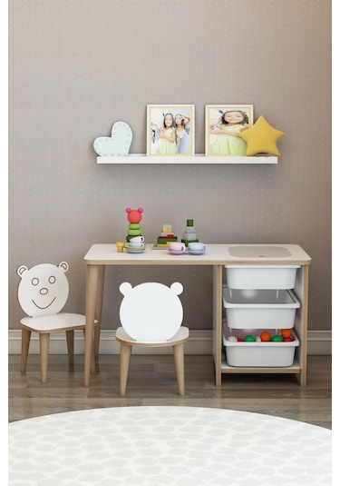 Moniev Çocuk Çalışma Masası Oyun Ve Etkinlik Masası Yaz Sil Masa Beyaz Beyaz