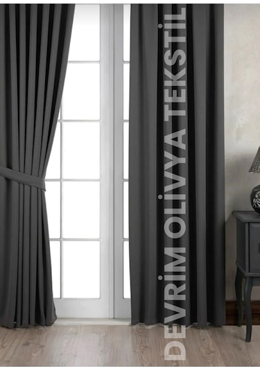 Lüks 1. Sınıf Özel Dikim Koyugri Blackout Işık Geçirmez Fon Perde Koyu Gri