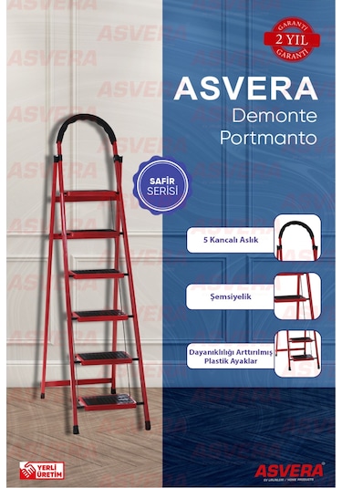 Safir Serisi Patika 6 Lı Ev Tipi Katlanır Merdiven Bahçe, Ofis, Ev İçin Dayanıklı 1 Adet