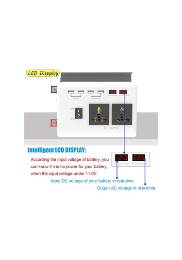 Dancemonkey Araba Güç İnvertörü 300w Dc 12v-ac 220v Dönüştürücü