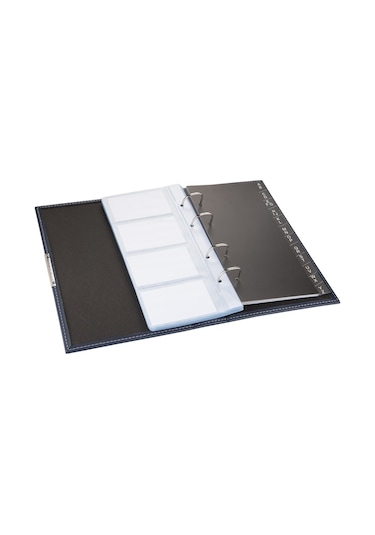 Suni Deri Mekanizmalı 4 Sıralı 192 Kart Kapasiteli İndeksli Kartv Siyah