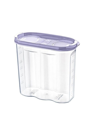 2 Kapaklı Ölçekli Erzak Kuru Gıda Saklama Kutusu Kabı - 1,7 Litre - Sa935 Şeffaf