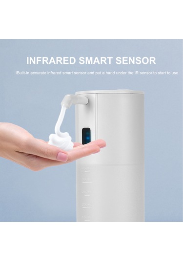 Kangvka Otomatik Entegreli 350ml Köpük Sabun Dağıtıcı - Infrared Sensörlü, El Temassız Hijyenik Mutfak/banyo Uygulaması Pil Yok Beyaz