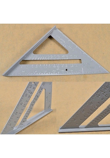 Pazly Profesyonel Alüminyum Üçgen Cetvel - Marangozlar İçin 262x185x185mm Hassas Ölçüm Aracı