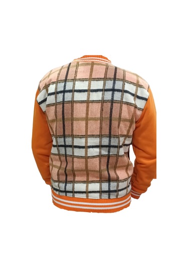 Kız Çocuk Yazı Desenli Cepli Oversize Kolej Hırka Turuncu