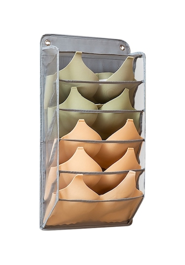 Cbtx Gardırop Sütyen Askı Organizatörü Oxford Kumaş İç Giyim Saklama Çantası Gri