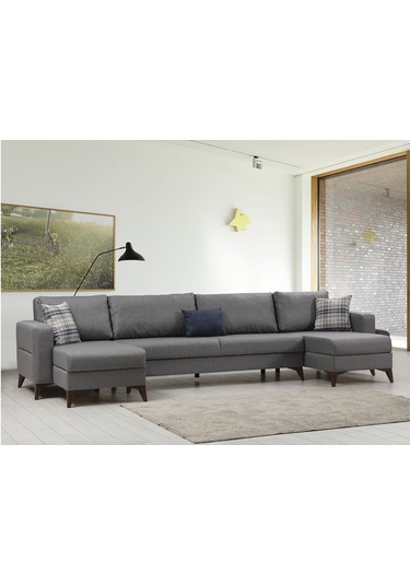 Kristal Dinlenme+2+dinlenme Köşe Takımı Koyu Gri