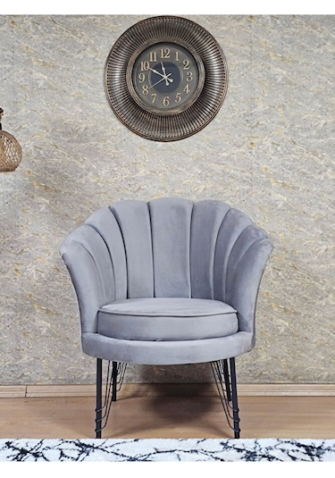 Tekli İstiridye Siyah Boyalı Telli Ayak Çay Seti Koltuk Tekli Ber Çok Renkli