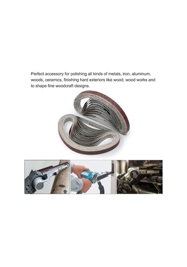 Lemestar 10 Adet 330x10mm Alüminyum Oksit Zımpara Kayışı - 240 Kum - Taşlama Ve Parlatma İçin