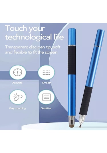 At-31 İletken Kumaş Kafa Hassas Enayi Kapasitif Kalem Kafası 2'si 1 Arada El Yazısı Kalemi 2 Kalem Kafalı Gümüş Beyaz