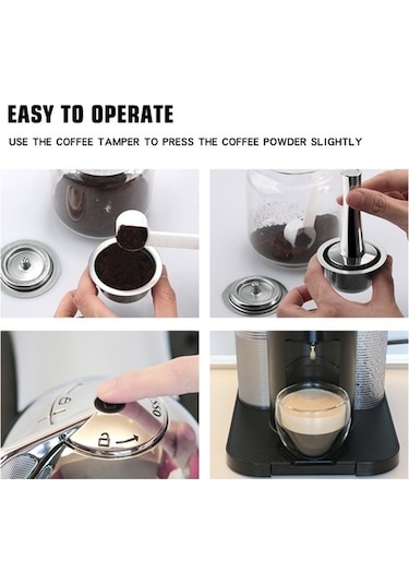 Dancemonkey Paslanmaz Çelik Dolce Gusto Kahve Presi - 41mm Yeniden Doldurulabilir Kapsül Basma Aleti Gümüş Gümüş