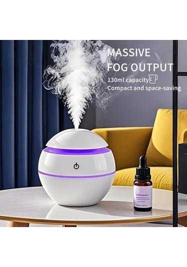 Willowhaven Beyaz Usb Nemlendirici: 7 Renk Aydınlatma, Kompakt Tasarım, 300ml Kapasite, Yatak Odası İçin