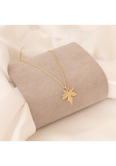 Dkmn Gümüş Damarlı Çınar Yaprağı Gümüş Kolye