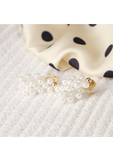 Kadın Kararmaz Çelik Lüks Boncuklu Örme Küpe Altın