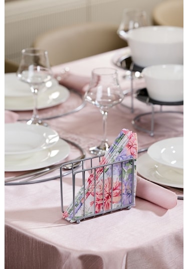 Edora Home Gümüş Masa Üstü Metal Paslanmaz Kafesli Peçetelik - Lüks Sunum, Dekoratif