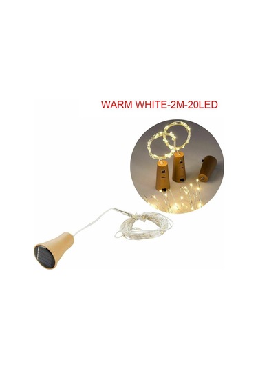 Sıcak Beyaz Güneş Enerjisi Şarap Şişesi Işıkları Led Dizeleri Bakır Tel Ev Partisi Dekorasyonu 2m20led Sıcak Beyaz