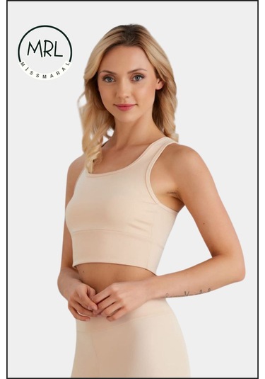 Kadın Ten Rengi Sporcu Sütyeni Pedli Likralı Destekleyici Su Sporları Koşu Fitness Dans Sports Bra Ten Rengi