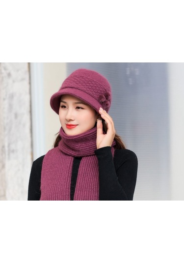 Arion Hs-01x Şık Şapka/bere Ve Atkı Takımı Bordo