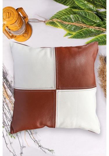 Premium Dekoratif Taba Beyaz Deri Kırlent Kılıfı/ev Ve Ofis Için Gerçek Deri 45x45cm Kırlent Kılıfı Çok Renkli