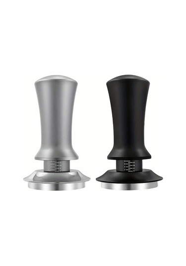 Dashanshop Kalibre Yaylı 53mm Paslanmaz Çelik Espresso Tamper - Kahve Öğütme Aleti Gri Desenli