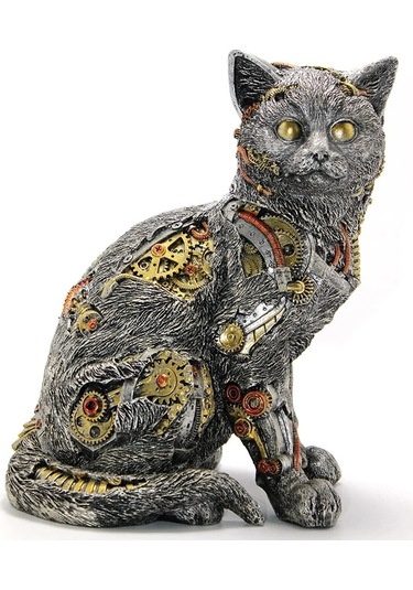 Steampunk Polyester Kedi Figürü Alk2455 01