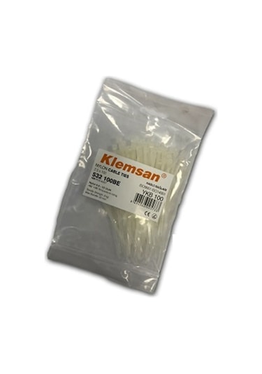 Klemsan Ykb100b ,100x2.5mm 100-adet Beyaz Kablo Bağı