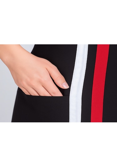 Kadın Boyundan Asmalı Çizgili Barista Şef Mutfak Önlüğü 60x85 Cm Siyah