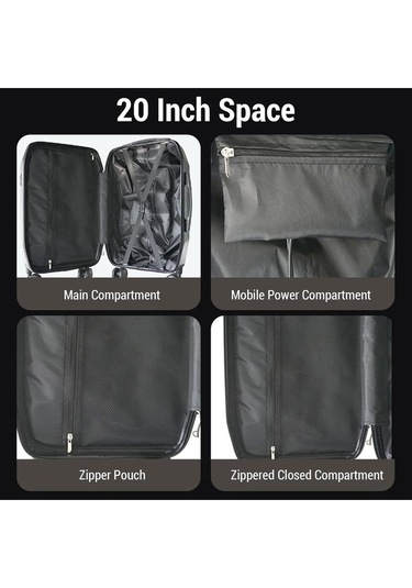 Led Ekranlı Akıllı Valiz Telefon Kontrollü, Sert , 57 X 37 X 22 Cm Seyahat Valizi Siyah