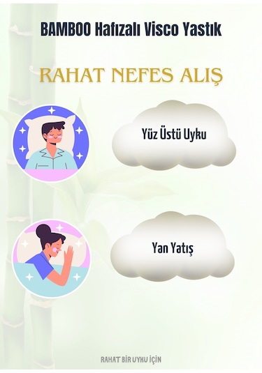 Visco Bamboo Yastık Boyun Fıtığı Boyun Düzleşmesi Destekli Lüks Yastık Taşıma Çantalı