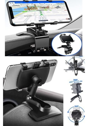 Araba Gösterge Üstüne Takılan Telefon Tutucu Torpido Dikiz Aynası Ve Güneşlik İçin Telefon Standı Ak