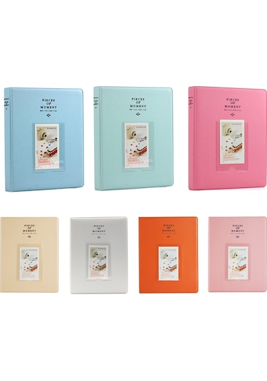 128 Cepler Fotoğraf Kitabı Albümü İsim Kartı Tutucu Fujifilm Instax Mini 8 / 7s / 70/25 / 50s / 90 Gri Beyaz